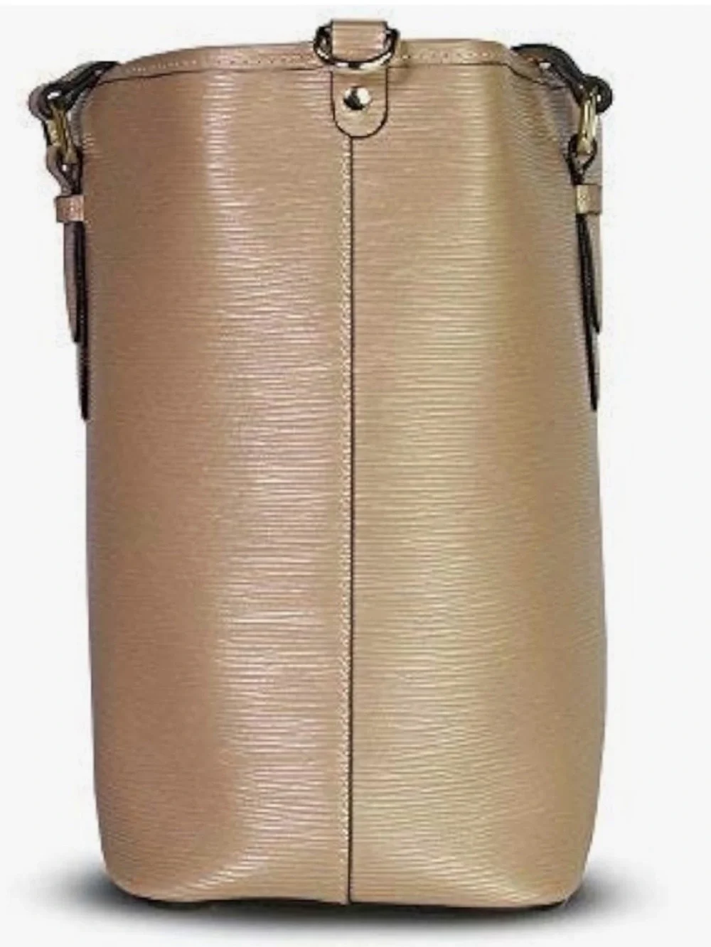 Aubry Lane Joelle Womens Structured Textured Metallic Tan Leather Tote Bag Purse
